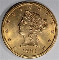 1901 $10 GOLD LIBERTY HEAD  GEM BU