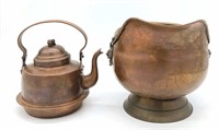 Vintage Copper Teapot and Coal Hod