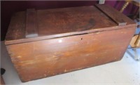 Antique wood chest with dovetail corners.