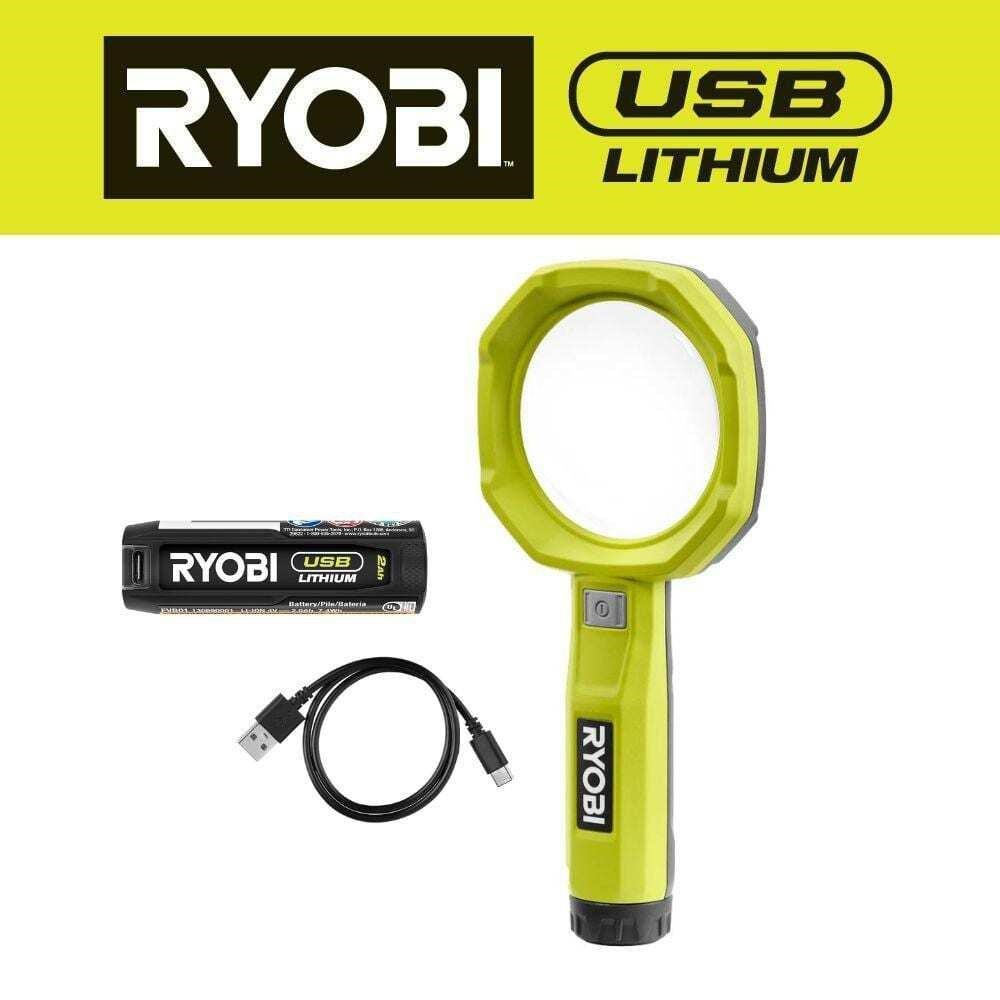 Ryobi USB Lithium 200 Lumens Magnifying Light Kit