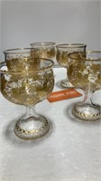 Bohemian Gold Painted Cocktail Glasses - 5