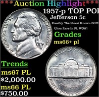 ***Auction Highlight*** 1957-p Jefferson Nickel TO