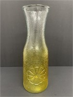 Yellow Textured Glass Carafe w/Citrus Relief Lemon