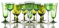 Assembled Green Water And Cordial Glasses, 22
