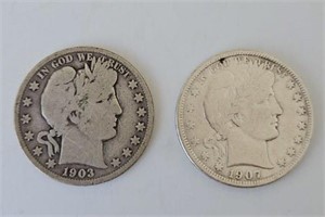 - 1903S & 1907D Barber Half Dollars