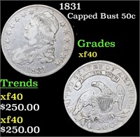 1831 Capped Bust Half Dollar 50c Grades xf