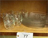 Vintage Glass Luncheon Trays with Punch Cups