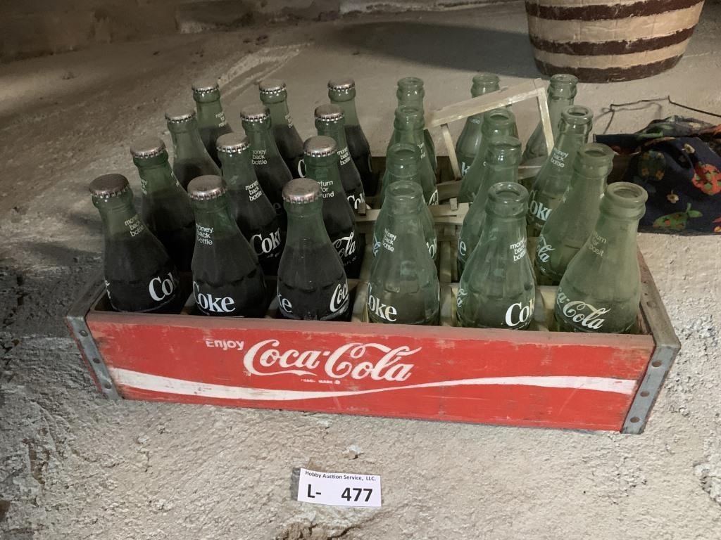 Vintage Coca-Cola Wood Crate & Bottles some Full