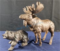 Cast iron bear and moose