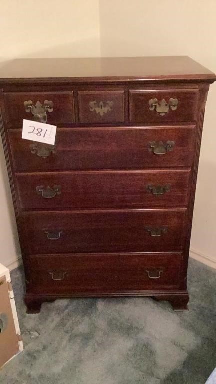 Five drawer mahogany, chest of drawers, 34 x 21 x