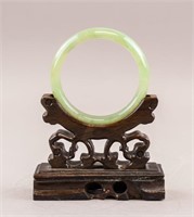 Chinese Green Jadeite Carved Bangle