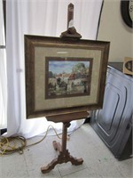 WOOD EASEL WITH FRAMED PRINT
