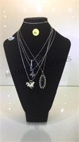 4 STERLING NECKLACES BLACK ONYX  AND MORE