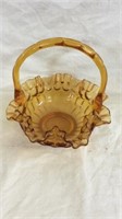 Amber glass bowl with handle