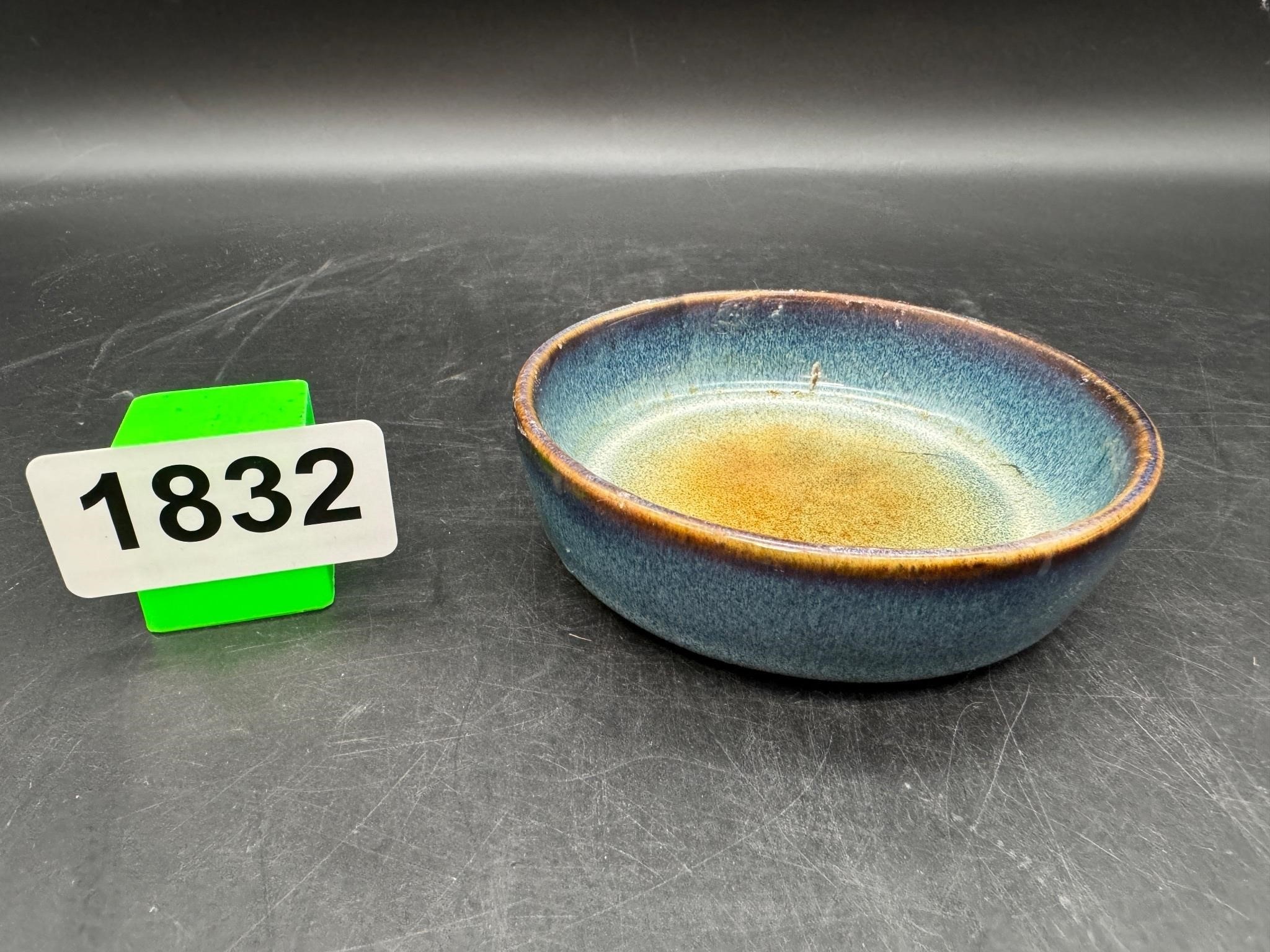 Little 3.5" Blue Glazed Pottery Trinket Dish