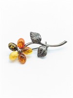 Sterling Silver Baltic Amber Brooch
