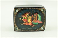 Russian Lacquer Box. Horse Drawn Carriage