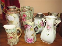 (5) Vases 10" to 13" Tall, (2) Pitchers 7" & 8"