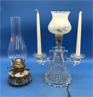Electric Lamp w/ Candleholders & Mexican Oil Lamp