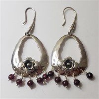 $320 Silver Garnet Earrings
