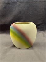 VINTAGE 5.75 INCH OMBRÉ RAINBOW OVAL VASE