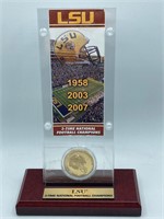 LSU 3-Time National Football Champions Framed Coin