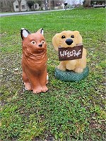 Lawn statues cat and dog 12inch tall