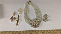 Faux Pearls Necklace, Earrings, Pendants