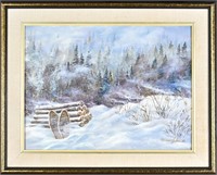 THERESE LEBLANC WINTER LANDSCAPE OIL SIGNED