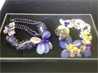 2- gemstone flower necklaces by unknown Canadian