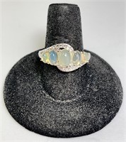 Sterling 5 Stone Ethiopian Opal Ring 4 G Size 7.75