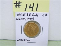 1885 $5 Gold Liberty Head AU