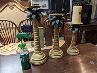 3 Palm Tree Candle Holders