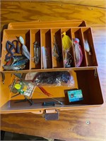 Fenwick Fishing tackle box with contents.