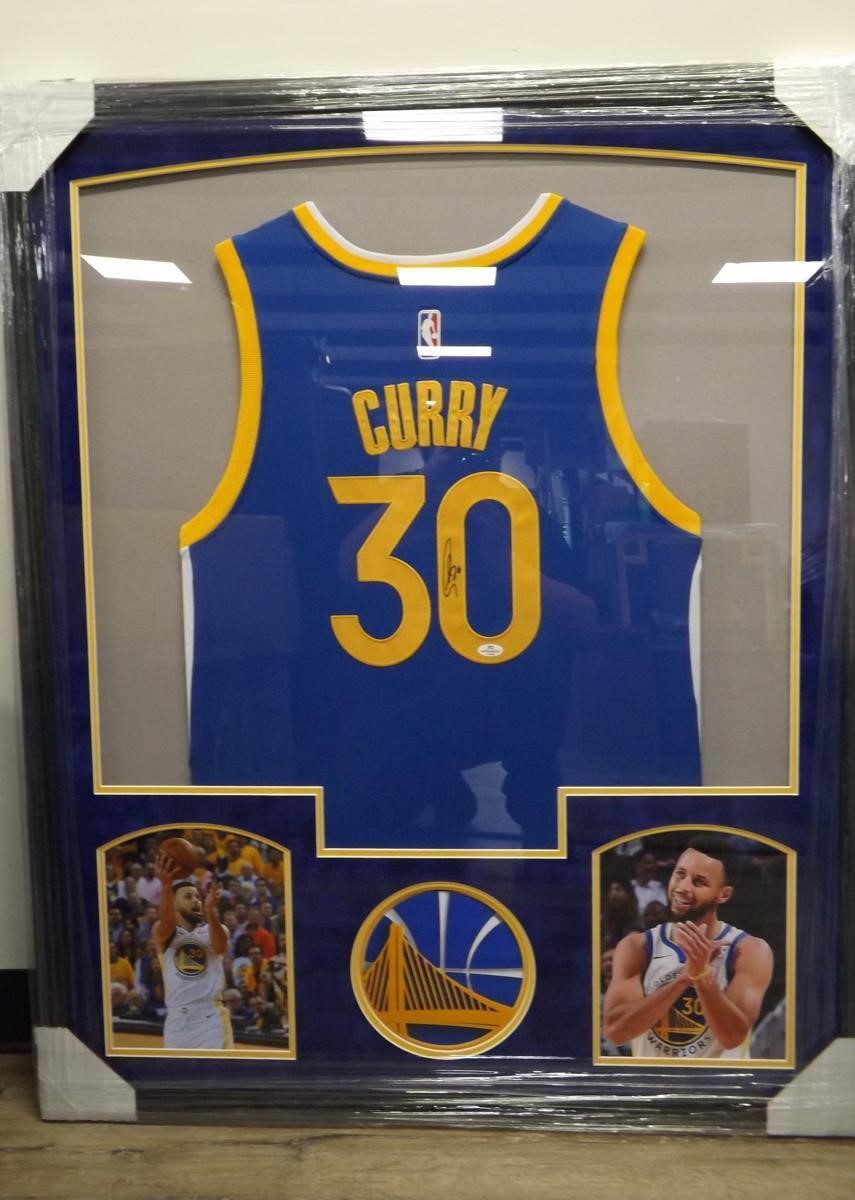 FRAMED STEPHEN CURRY SIGNED JERSEY FSG COA