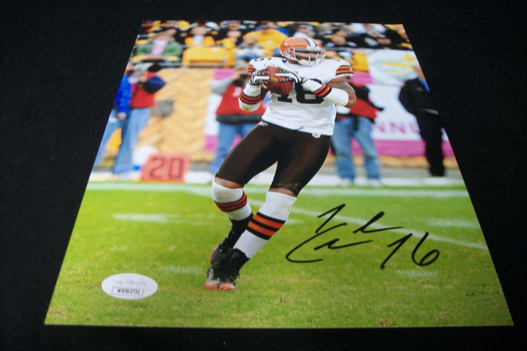 BROWNS JOSH CRIBBS SIGNED 8X10 PHOTO JSA