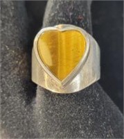 Sterling Silver & Tiger Eye Ring Size 7.5