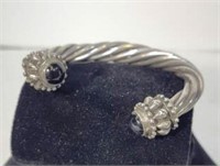 Sterling Silver & Onyx Cuff Bracelet, 7 1/4"