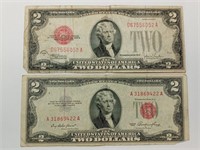 OF) 1928 and 1953 Red Seal $2 note