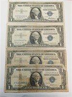 OF) (4) 1957 $1 silver certificate notes