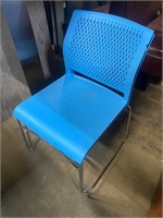 2 blue office side chairs polypropylene