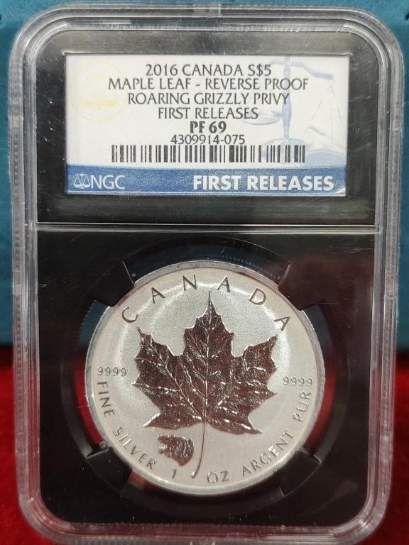 Graded 2016 Canada $5 Maple Leaf Proof PF69 - 1oz
