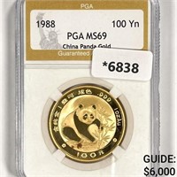 1988 100 Yuan 1 oz China Gold Panda PGA MS69