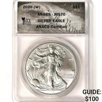 2020 (W) American Silver Eagle ANACS-MS70