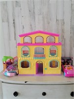 Bright Plastic Doll House with Accessories