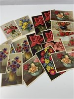 20 floral unsent postcards