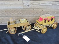 LOT OF 2 WOODEN WAGONS, 13 LONG   EACH