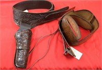 (2) Leather Western Gun Fighters Belt