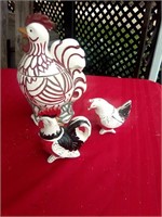 Rooster cookie jar and salt and pepper shakers,