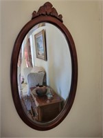 LARGE OVAL HANGING MIRROR, 33" X 18 1/2"